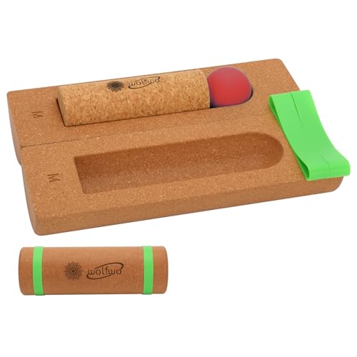 Foot Balance Cork - Foot Collective Cork Balance &Natural Wood for Feet Strengthening, corking balance board For Home Gym|Office Fitness Equipment for Plantar Fasciitis Relief | Foot Balance Trainer - color: Red