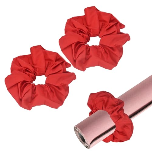 Yoga Mat Scrunchy, Durable & Elastic Fabric Yoga Mat Strap Band - color: Red