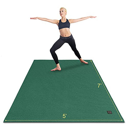 GXMMAT Large Yoga Mat 6'x4'/6'x6'(7mm) & 7'x5'(9mm) - color: Green Jasper, size: 7*5 FT