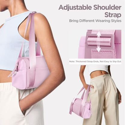 Mini Gym Bag for Women Girls Small Gym Tote Bag with Wet Compartment Waterproof Travel Duffle Bag Cute Workout Sport Bag - color: Pink-12in