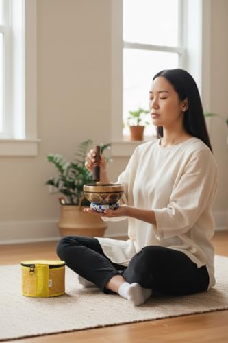 4.5 Inch Superfine Handmade Singing Bowl Set - Includes Mallet, Cushion & Gift Box – Premium Singing Bowl Set for Yoga, Relaxation & Mindful Living - Made in Nepal
