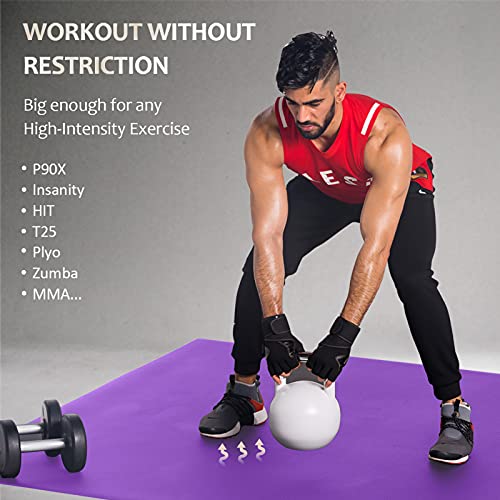 GXMMAT Large Exercise Mat 6'x4'/6'x5'/6'x6'(7mm) | High-Density Wide Workout Mats for Home Gym & Garage Flooring,Non-Slip Thick Cardio Mat for MMA,Weights,Fitness,Shoe-Friendly - color: Purple Grey, size: 6*4 FT