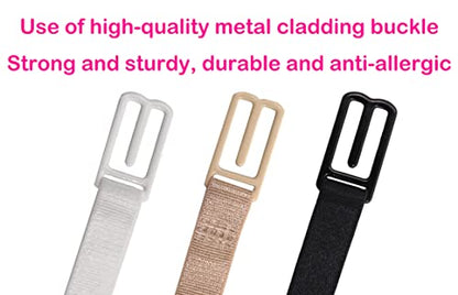 Women's Non-slip Adjustable Elastic Bra Strap Clips Holder-3 Packs - color: Black, White, Skin Color