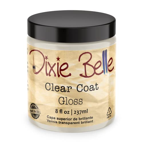 Dixie Belle Paint Company - Clear Coat Gloss (8oz) - Polyacrylic Topcoat | Glossy Finish Polyacrylic Topcoat - Chalk-Friendly Furniture Paint Finish - color: Gloss, size: 8 Ounce (Pack of 1)