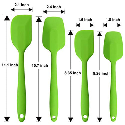 Silicone Spatulas Set, Rubber Spoon Spatula Heat Resistant Spoonula One Piece Design Seamless Spatula Non-Stick Scrapers Baking Mixing Tool (Green Set) - color: Green Set