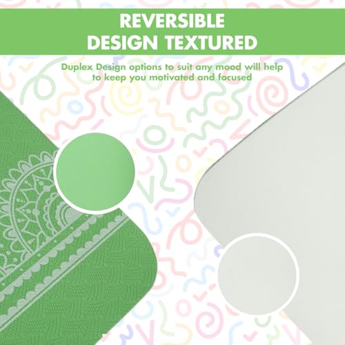 HOME ARCHIVE Premium Yoga Mat 6mm Print Reversible Extra Thick and Large Non Slip Exercise & Fitness Mat for All Types of Yoga Pilates & Floor Workouts (78" x 24" x 6mm Thick) - color: Light Green