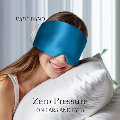 Zenssia 100% Mulberry Silk Sleep Eye Mask for Men and Women, Peacock Blue - color: Peacock Blue