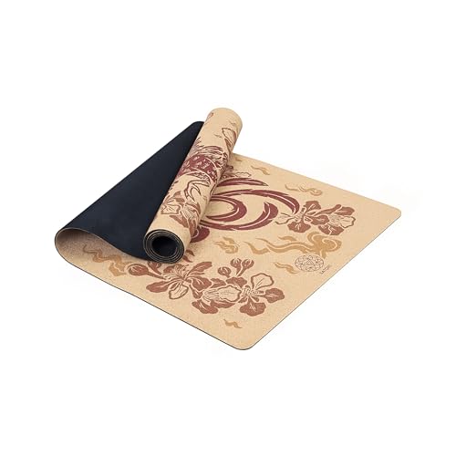 Cork Yoga Mat with Natural Rubber Base, Extra Size, Thickness and Support, Excellent Cushion & Grip, Non-Slip, Non-Toxic, Sweat-Resistant, Sustainable, Eco-friendly Exercise Mat - color: Phoenix, size: 80 x 26 x 6 mm
