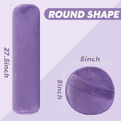 MABOZOO Round Yoga Pillow, Cylindrical Yoga Bolster Pillow with Washable Cover, Meditation Cushion Body Cushion for Practice, Restorative, Meditation - color: Purple