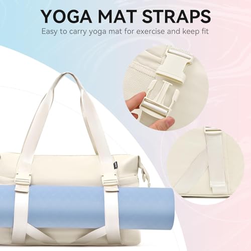 MAXTOP Women's Yoga Bag with Shoe Pouch,Travel Bag for Gym Workout Daily - color: Beige