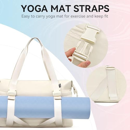 MAXTOP Women's Yoga Bag with Shoe Pouch,Travel Bag for Gym Workout Daily - color: Beige