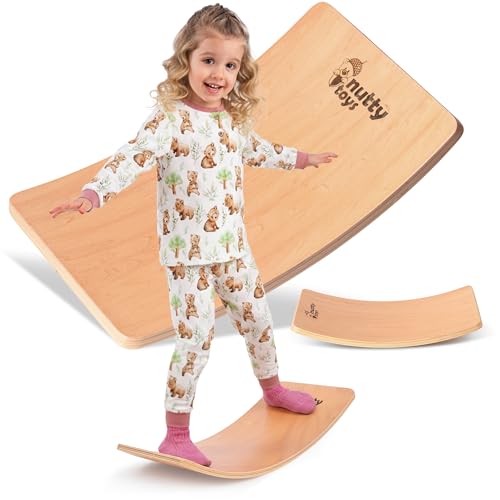 NUTTY TOYS Montessori Wooden Wobble Board for Kids & Adults -100% Natural Wood Balance Board, Waldorf Toddler Balancing Toy, Unique Boy Girl Open Ended Toy Best Valentines Day & Easter Gifts Idea 2026 - size: Mini