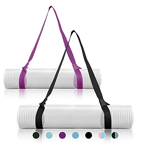2 Packs Yoga Mat Strap for Carrying, Yoga Mat Carrier, Adjustable Yoga Mat Sling for Yoga Mat Exercise Mat - color: Black + Dark Purple