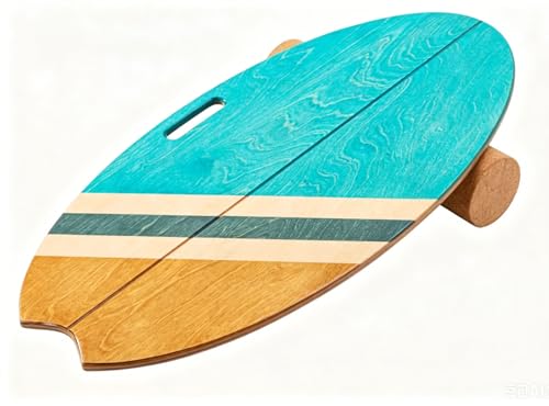 Balance Board with Cork Roller | Balance Training, Core Workout,, Anti-Slip Surface, Core Strength - color: Aqua