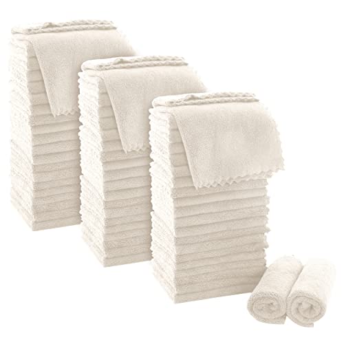 MOONQUEEN Ultra Soft Premium Washcloths Set - 12 x 12 inches - 72 Pack - Quick Drying - Highly Absorbent Coral Velvet Bathroom Wash Clothes (Cream) - color: Cream, size: 12 x 12 Inch(Pack of 72)