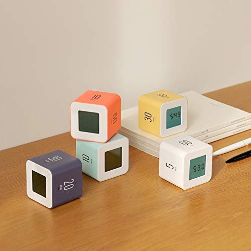 mooas Multi Clock Time Cube Timer, Alarm, Backlight, Productivity (White) - color: White