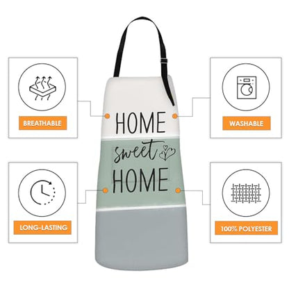Apron with Pockets, 32x28 inch, 2 Pack, Sage Green | Eucalyptus Leaf Floral Herbs Adjustable Bib with Pockets for Women Men Couple Lovers Chef Home Baking Gardening - color: Cream Green