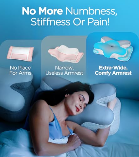 Osteo Enjoy Pain Relief Sleeping Cervical Neck Pillow, Ergonomic Contour Zoned Fits Side Sleeper, Non-Temperature Affected Memory Foam Pillows, Q-max Cooling Pillow Support Back Stomach Sleepers - color: Dark Gray
