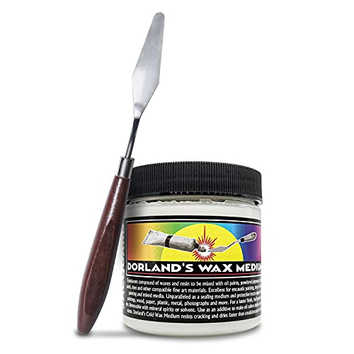 Jacquard 4 oz Dorlands Wax Medium for Watercolor Bundled with Palette Knife | Cold wax medium that seals finished watercolors against moisture and humidity , or mixes with oil paint for added richness