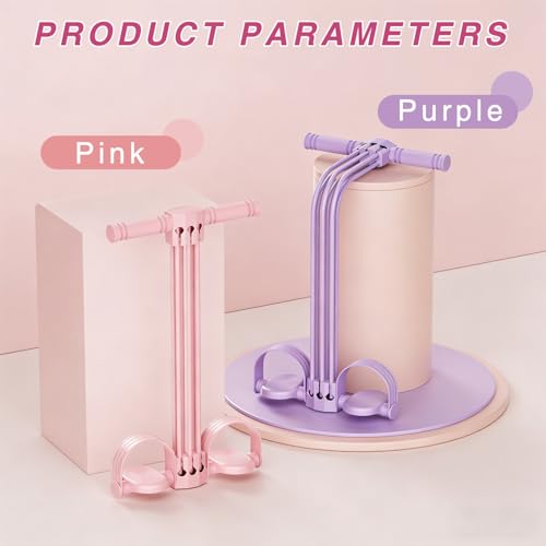 Pedal Resistance Bands with Handles,Upgrade 6-Tube Natural Rubber Foot Pedal Resistance Band，Multifunction Fitness Bands for Abdomen, Waist, Arm, Leg - color: Pink