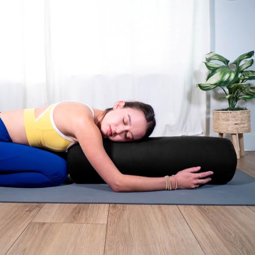 Pranayama Yoga Bolster Meditation Pillow - color: Black, size: Cylindrical 26" x 8"
