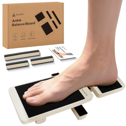 Single Leg Balance Board Wooden Foot Strengthener Trainer for Sprained Ankle and Achilles Tendon, Stability Training Plantar Fasciitis Relief, Stronger Ankles & Better Balance in 10 Minutes Daily