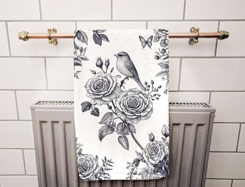 Garden Flowers Roses Peonies Beach Towel Bird and Butterflies Ink Art Face Towels Suit Travel Sports Pool Swimming Bath Camping Spa Gym Yoga,15x30 Inch - color: Garden Flowers Roses Peonies