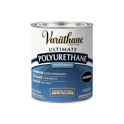 Varathane Water-Based Ultimate Semi-Gloss Polyurethane | Water-Based, Crystal Clear Interior Wood Protection, Fast Dry Time, Scratch Resistance, Covers Up to 125 Sq Ft, Quart - color: Semi-Gloss, size: 1 Quart (Pack of 1)