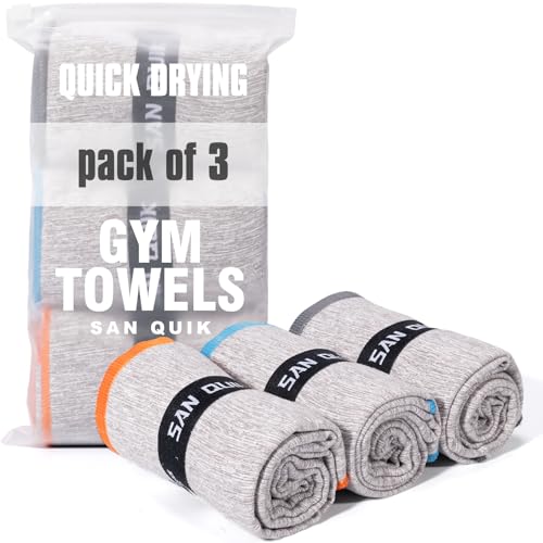 Microfiber Gym Towels 3 Pack, Quick Dry Silver ION Odor-Free Sweat Towel for Gym Men & Women Super Absorbent Fast Drying for Workout, Yoga, Running, Hiking, Travel, Tennis(16x31.5Inch, Heather Grey) - color: Gray, Blue, Orange（3pack）