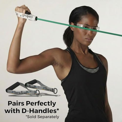 THERABAND Resistance Tubing, Physical Exercise Band, Workout, 100', Green - color: Level 3 / Heavy - Green, size: 100 Foot