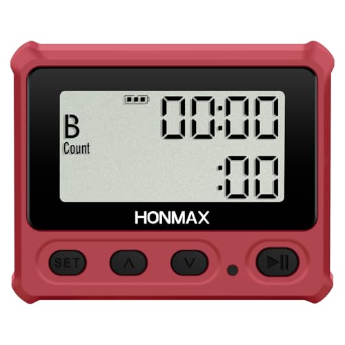 Digital Interval Timer, Stopwatch with Backlight, USB-C Rechargeable Clock, Red - color: Red