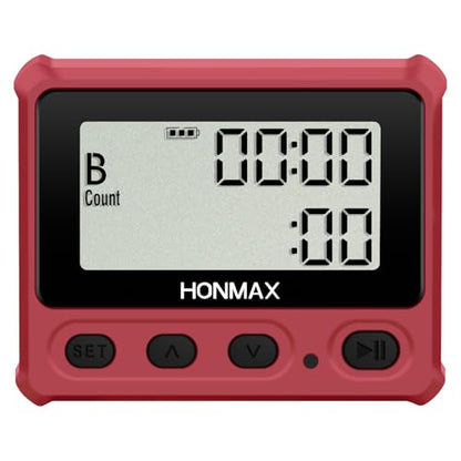 Digital Interval Timer, Stopwatch with Backlight, USB-C Rechargeable Clock, Red - color: Red