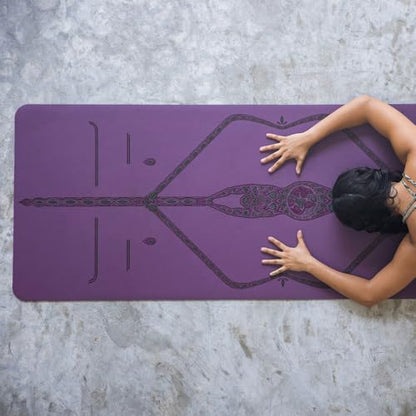 Liforme Printed Yoga Mat - Patented Alignment Design, Ultimate Grip - color: Mother Earth