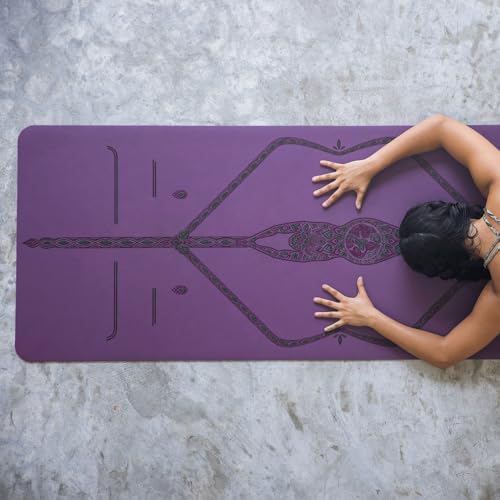 Liforme Printed Yoga Mat - Patented Alignment Design, Ultimate Grip - color: Mother Earth