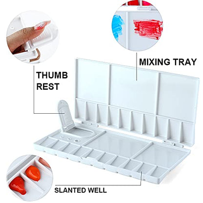 Transon 25wells Compact Paint Palette Box with Lid for Paint Color Mixing - size: 25 Wells