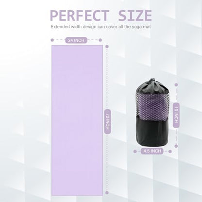 Eunzel 2 Pack Hot Yoga Towel with Grip Dot, Non Slip Yoga Mat Towe Sweat Absorbent Towel for Hot Yoga,Bikram, Pilates and Fitness 72" x 24", Taro Purple - color: Taro Purple