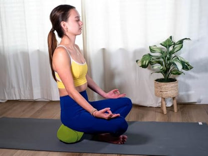 Pranayama Yoga Bolster Meditation Pillow - color: Green, size: Cylindrical 14" x 6"