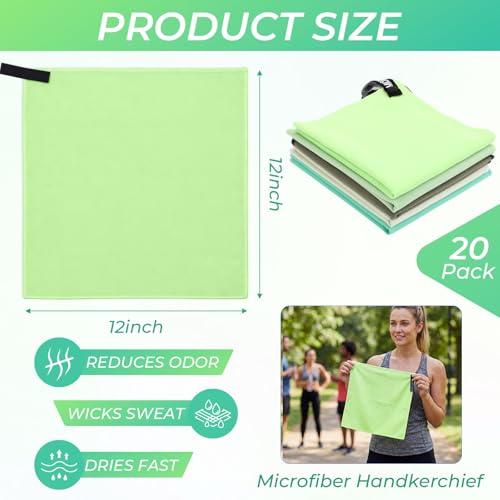 20 Pcs Workout Towels - Gym Sweat Handkerchiefs, Green Gradient - color: Green Gradient