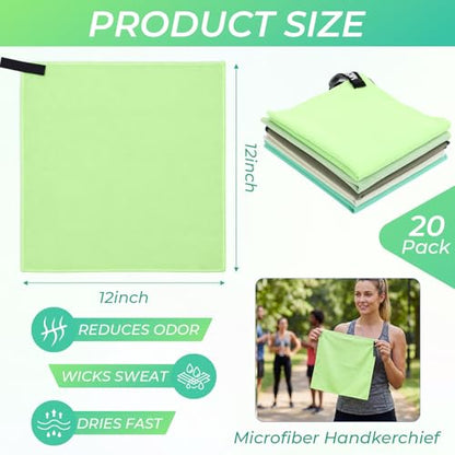 20 Pcs Workout Towels - Gym Sweat Handkerchiefs, Green Gradient - color: Green Gradient
