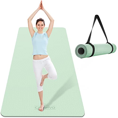 CAMBIVO Extra Wide Yoga Mat for Women and Men (72"/84"x 32"x 1/4") TPE Workout Mat, Non-slip Large Exercise Fitness Mat for Yoga, Pilates, Workout - color: Mint Green, size: 72" x 32" x 6mm