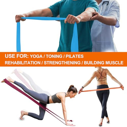 A AZURELIFE Flat Resistance Band Set (3 Pieces Total) Exercise Bands and Premium Durable Stretch Strap with Loops