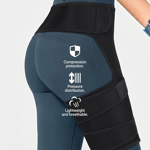 Hip Brace for Men/Women - Sciatica Pain Relief,Thigh Support,One Size Fits for All,Adjustable Strap,Hamstring Compression Sleeve,Breathable Fabric