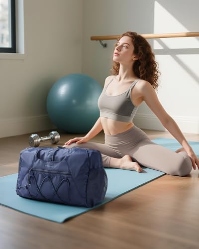BAGSMART Gym Bag for Women, Lightweight Duffel Bag with Shoe Compartment, Weekender Bags with Wet Pocket, Workout Yoga Tote Bag for Women, Navy Blue - color: Navy Blue, style: Casual Tote