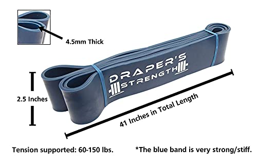 Draper's Strength Heavy Duty Resistance Stretch Loop Bands for Powerlifting Workout Exercise and Assisted Pull Ups - color: #06 Blue