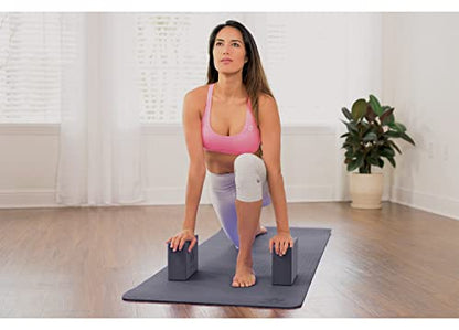 Clever Yoga - 7 Piece Yoga Kit for Women & Men, 6mm Cushioned Mat, 2 Blocks, Strap, Mat and Hand Towels & Carrying Bag - Starter Yoga Set, Accessories & Equipment for Home Workout