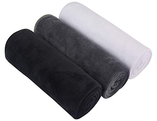 SINLAND Microfiber Gym Towels, Workout Sweat Towel 16x32In - color: Black+white+grey