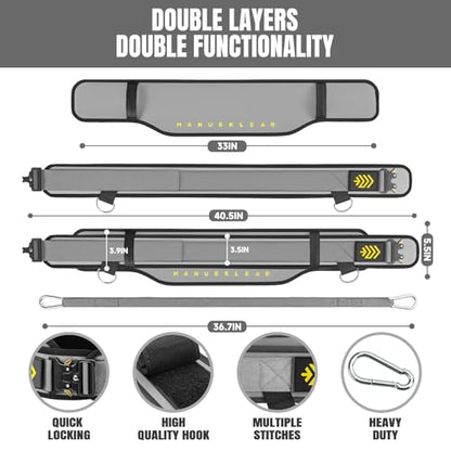 MANUEKLEAR 2-in-1 Weightlifting Belt & Dip Belt with 36.7 IN Rope, Double-Layer Weight Lifting Belts, Powerlifting Gym Weighted Belt for Pull Up Squat - color: Sleek Grey, size: XL(38-41in)