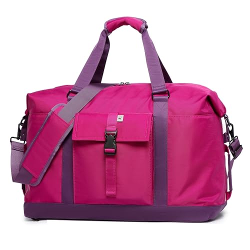 SUNNY BIRD Duffel with Utility Pouch, 40L Weekender Overnight Bag with Shoe Compartment for Travel and Sports (Purple) - color: Purple