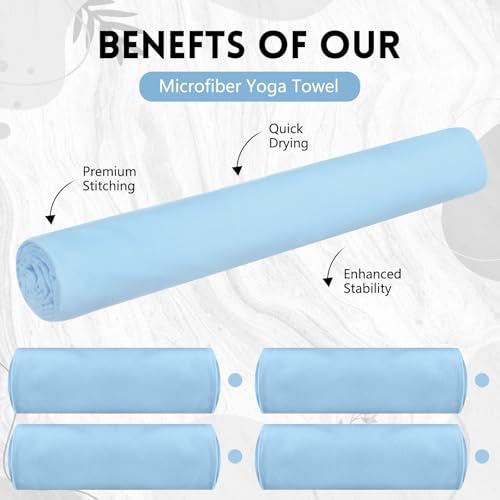 Breling 4 Pack 72" x 24" Hot Yoga Towel Non Slip Microfiber Mat Towel Sweat Absorbent Soft Pilates Mat Essentials for Hot Yoga Pilates Exercise(Blue) - color: Blue