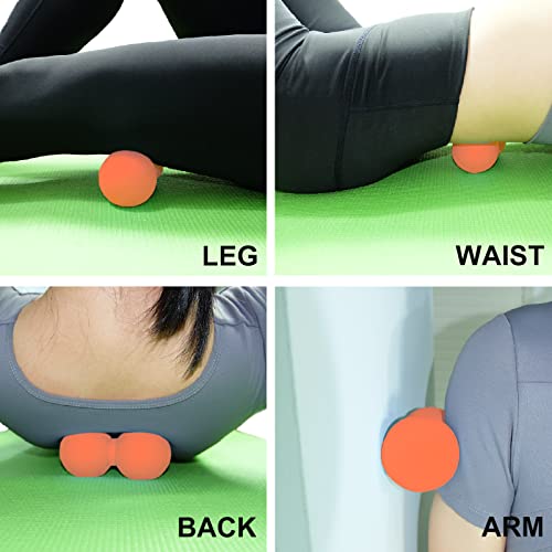 Hard Peanut Massage Ball, Double Lacrosse Massage Ball. Deep Tissue Massager Mobility Roller for Physical Therapy Myofascial Release Trigger Point Muscle Relax Pain Relief Acupressure (Orange) - color: Orange